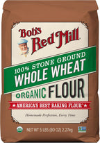 Bob's Red Mill Organic Whole Wheat Flour, 5lb (Pack of 1) - Non GMO, Whole Grain, Vegan, Kosher