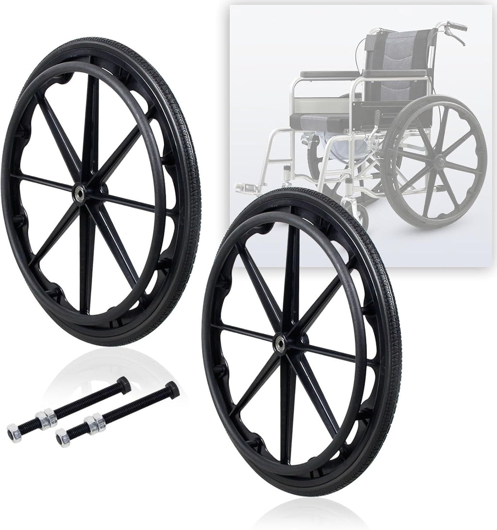 WORDFUN 2X Solid Wheel, Replacement Wheel for Manual Wheelchairs, Wheelchair Rear Wheel, Tires Wheels Assembly, PunctureResistant, with Metal Ball Bearings, AbrasionResistant