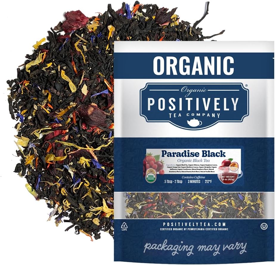 Organic Positively Tea Company, Paradise Black Tea, Loose Leaf, 16 Ounce