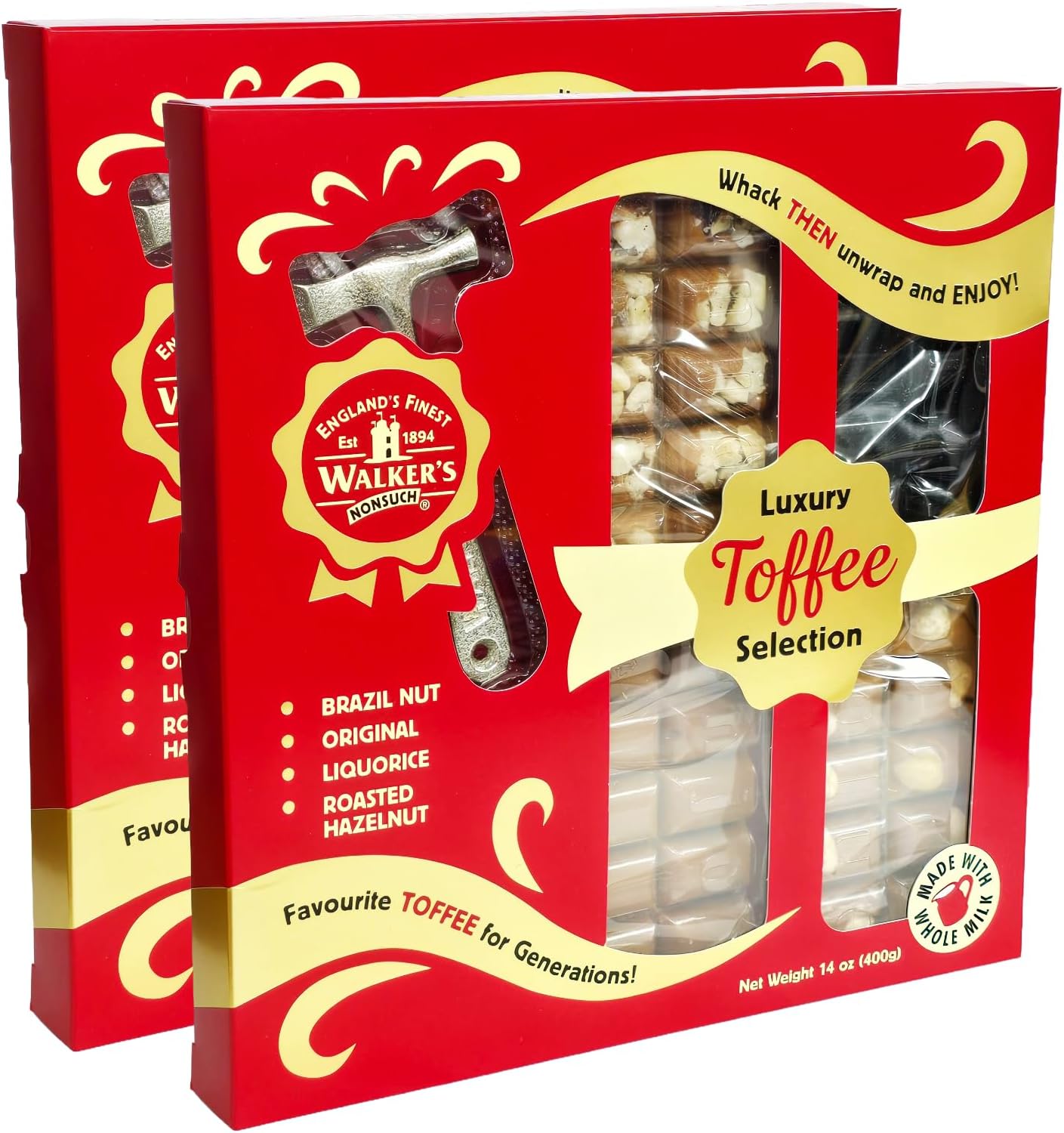 Walker’s Nonsuch Luxury Toffee Selection Hammer Pack 400g - 2 Pack in a Premier Life Store Box