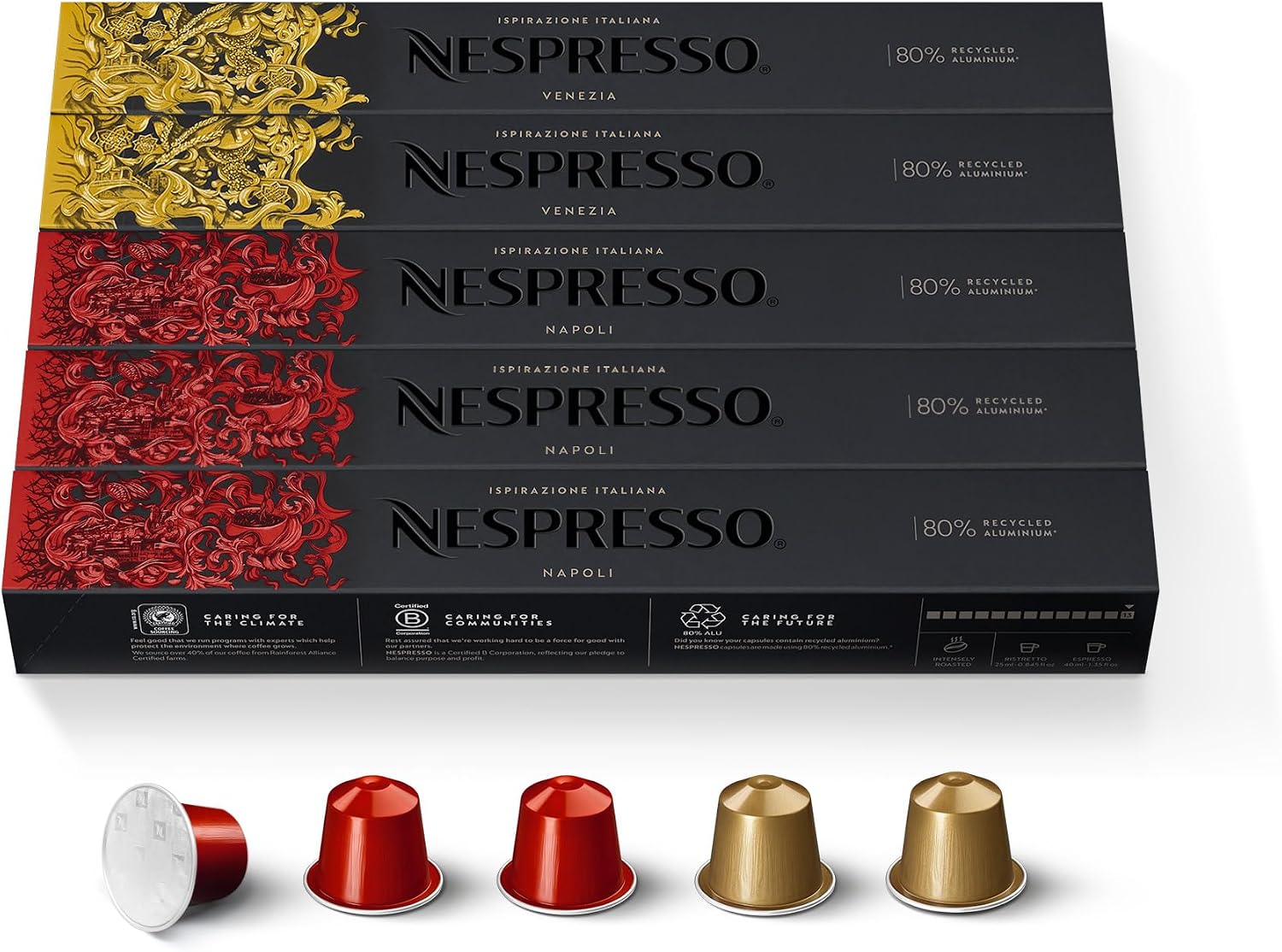 Nespresso Capsules Original Line, Variety Pack, Napoli and Venezia Espresso Coffee, 50 Count Espresso Coffee Pods