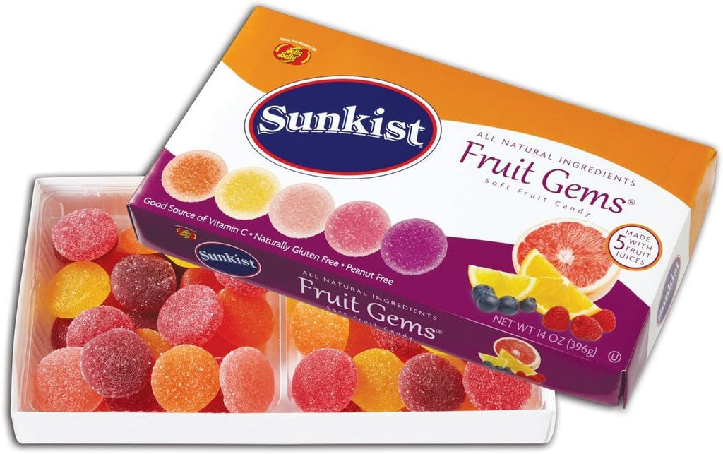 Jelly Belly Sunkist Fruit Gems Box - 14 Ounces of Assorted Flavors - Made with Real Fruit Juices