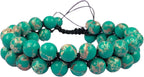 Aaa Natural Green Magnesite Turquoise Gemstone 8Mm Round Beaded Thread Wrap Bracelet. Adjustable Macrame Bracelet , Charm Bracelet , Boho Bracelet , Handmade Bracelet For Women & Unisex.