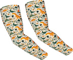 Cooling Arm Sleeves for Men Women Uv Protection - Fashion Cute Cartoon Dinosaur Print Breathable Gardening Compression Tattoo Sleeves to Cover Arms for Women Men with Thumb Hole
