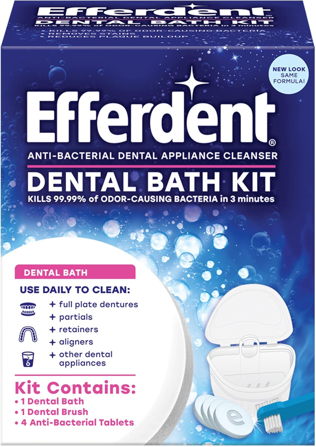 Efferdent Retainer & Denture Cleaner Tablets and Dental Bath, 4 Tablets