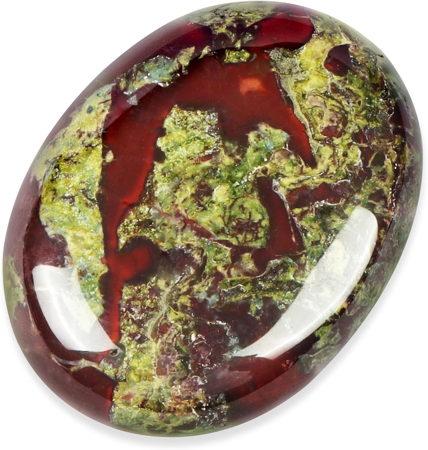 Crystal Palm Stone, Dragon Bloodstone Pocket Oval Thumb Worry Stone, Polished Chakra Healing Crystals Reiki for Anxiety Stress, Meditation, 1.8 Inch