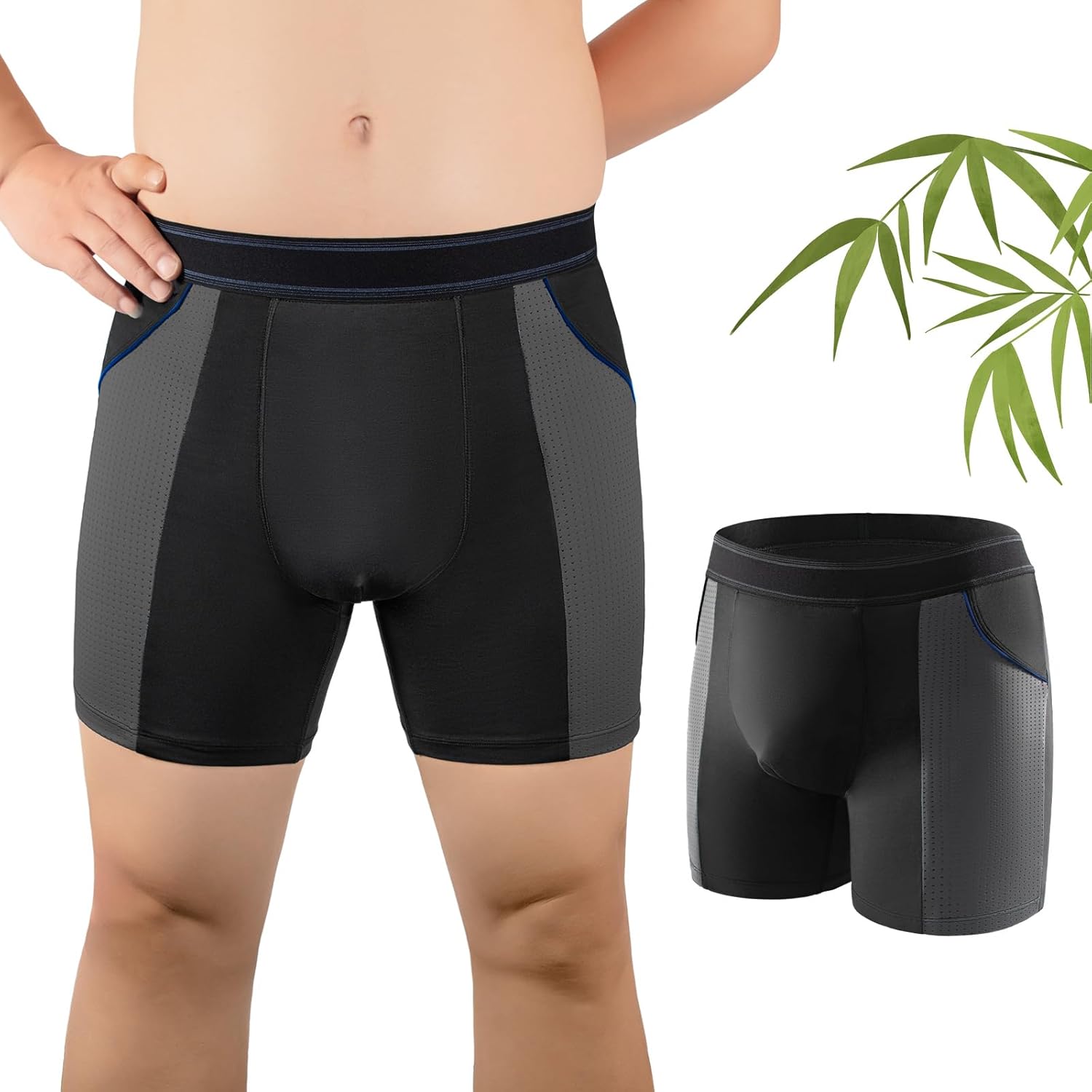 Carer Mens Incontinence Underwear Washable Incontinence Underwear for Men 80ml Absorbency Reusable Leak Proof Underwear for Men Bladder Leak Protection Urinary Incontinence Boxer Shorts Black L