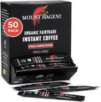 Mount Hagen Dispenser Box – 50 Count Organic Instant Coffee Packets Single Serve, Medium Roast Eco-friendly, Fair-Trade, Freeze-dried Arabica Beans [50 sticks/3.53oz/100g]
