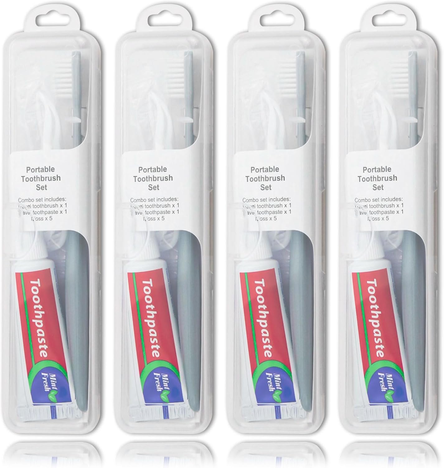 Travel Toothbrushes, Toothbrush Travel Kit with 5 Floss Picks, Toothbrush Holder, Individually Packaged, Suitable for Home, Hotel (4-Pack)