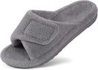 Litfun Women's Orthopedic Slippers with Arch Support Adjustable Open Toe House Shoes for Plantar Fasciitis