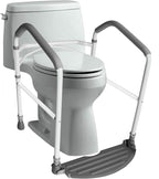 RMS Toilet Safety Frame & Rail - Folding & Portable Bathroom Toilet Safety Rails - Handrail Toilet Bars with Adjustable Height (White)