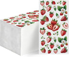 Horaldaily 100 Spring Summer Disposable Paper Decorative Guest Napkins, Strawberry Hand Towel for Party Lunch Dinner Kitchen Bathroom