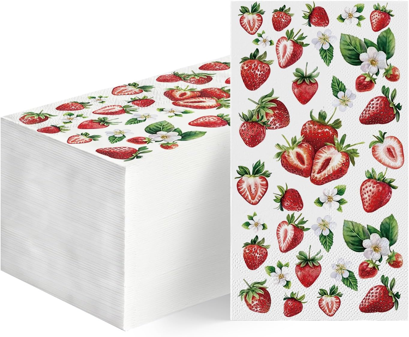 Horaldaily 100 Spring Summer Disposable Paper Decorative Guest Napkins, Strawberry Hand Towel for Party Lunch Dinner Kitchen Bathroom