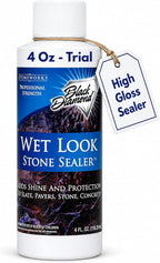 Wet Look Natural Stone Sealer. Durable, Long-Lasting Gloss Protection. Interior and Exterior Pavers, Slate, Sandstone, Travertine, Flagstone, Driveways, Garage Floors, etc. Black Diamond Stoneworks