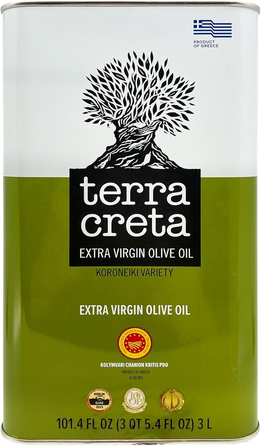 Terra Creta | Award Winning | Kolymvari Estates | 100% Pure Greek Olive Oil | Cold Extracted | Protective Designation of Origin | 3Ltr - (101.4 fl.oz) Tin