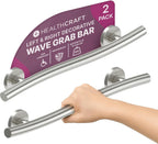 HEALTHCRAFT Wave Decorative Grab Bars, ADA Compliant Bathroom Safety Bars for Seniors, Wall-Mounted, Supports Up to 500 lbs (Brushed Stainless Steel, 24 Inch)