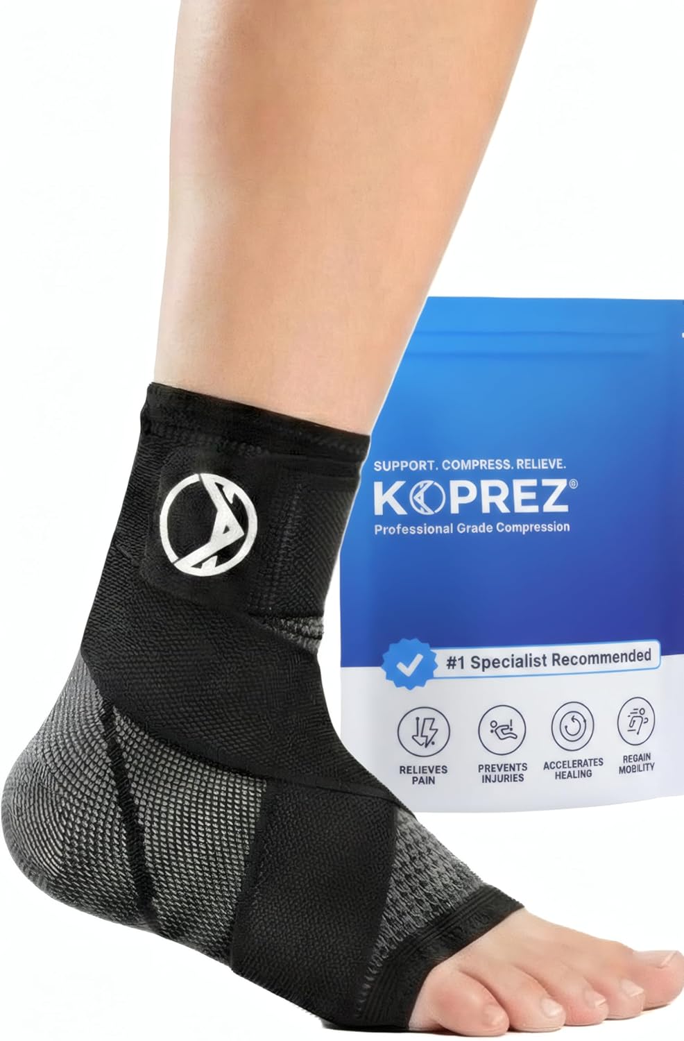 Koprez Plantar Fasciitis Sleeve - Plantar Fasciitis Relief, Plantar Fasciitis Socks, Ankle Compression Sleeve, Ankle Support for Women, Plantar Fasciitis Brace, Ankle Sleeve, Ankle Support Men