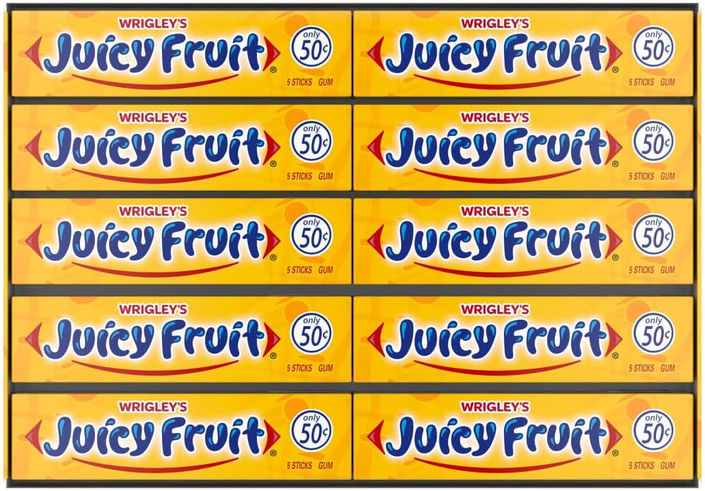 Juicy Fruit Gum WRIGLEY'S Chewing Gum Bulk Pack, 5 Stick (Pack of 40)