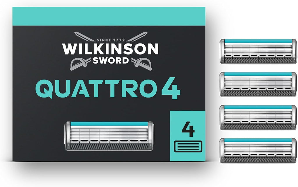 Wilkinson Sword Quattro Titanium Sensitive Razor Blade, 4 Count