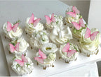 Weraru 48Pcs Edible Wafer Paper Butterflies Cupcake Topper Pink Cake Decorations