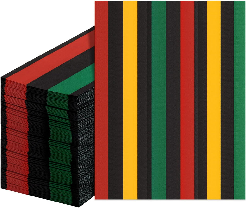 SATINIOR 100 Pack Black History Month Paper Napkins Black Red Green Paper Napkins for American African Freedom Day Reggae Rasta Kwanzaa Party Supplies, 16 x 13 Inches