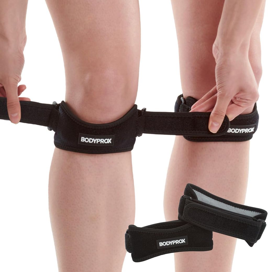 Bodyprox Patella Tendon Knee Strap 2 Pack, Knee Pain Relief Support Brace Hiking, Soccer, Basketball, Running, Jumpers Knee, Tennis, Tendonitis, Volleyball & Squats