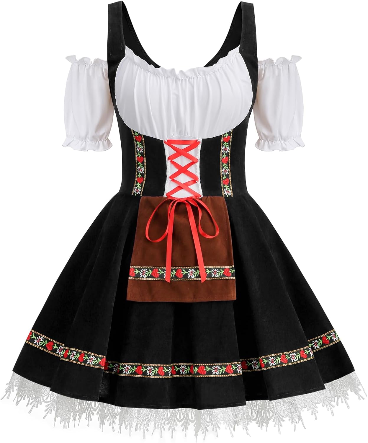 Colorful House Womens Oktoberfest Costume, Velvet German Bavarian Dress for Halloween Carnival