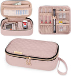 YARWO Diabetic Travel Case for Blood Glucose Monitor, Test Strips, Insulin Syringes, Diabetes Supplies Storage Bag with 2 Detachable and 1 Folding Pouches for Diabetic Care Kits, Dusty Rose (Bag Only)