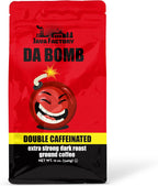 Java Factory High Caffeine Ground Coffee, Da Bomb Dark Roast, Double Caffeinated for a Bold, Strong Brew, 12 Ounce Bag, Perfect for French Press and Drip Coffee Makers