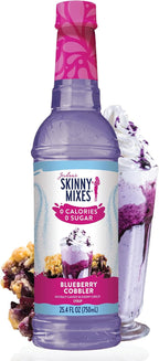 Jordan's Skinny Mixes Sugar Free Coffee Syrup, Blueberry Cobbler Coffee Flavoring Syrup, Zero Calorie Drink Mix for Lattes, Baking, Protein Shake or Cocktail, Dairy & Gluten Free, Kosher, 25.4 Fl Oz