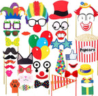 36 Pcs Photo Booth Props Carnival Circus Party Birthday Halloween Party Supply Prop Favor Graduation Kit Selfie Dressdecor