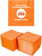 Perfectware 2 Ply Orange Beverage Napkins- Pack of 250ct