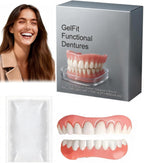 1 Pair Full Set of Silicone Dentures, Moldable Denture for Women Men, Upper Lower Ajustables Custom Easy Fit Dentaduras Kit