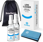 SmoTecQ Glasses Cleaner Kit – Alcohol-Free, Plant-Based Spray + Ultra-Soft Microfiber Cloths for Eyeglasses, Screens & Cameras – 2 x 2oz Spray Bottles + 2 Cloths + Travel Pouch Set