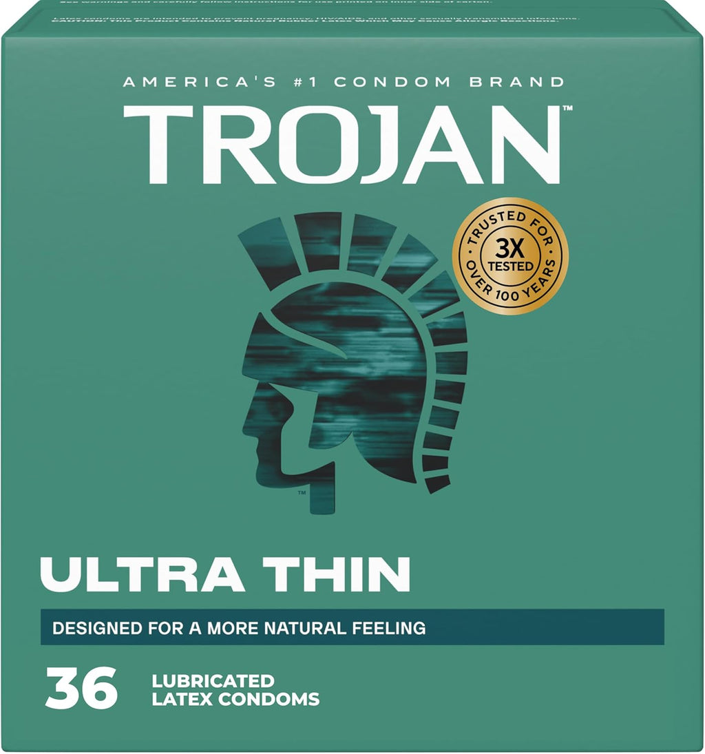 TROJAN Ultra Thin Condoms for Sensitivity, Lubricated TROJAN Condoms for Men, 36 Count Value Pack