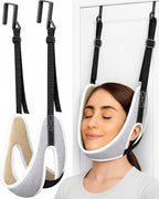 Upgraded Over-The-Door Cervical Neck Traction Device – Portable Adjustable Neck Stretcher for Neck Pain Relief, Spine Alignment & Posture Correction, Home Physical Therapy Kit, 330 lbs Support (Grey)
