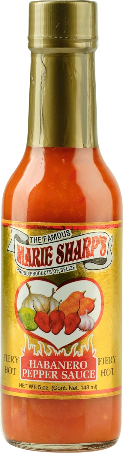 Marie Sharp’s Fiery Hot Habanero Pepper Sauce, 5 oz – Extra Hot Belizean Hot Sauce with Intense Heat & Flavor – All-Natural, Gluten-Free