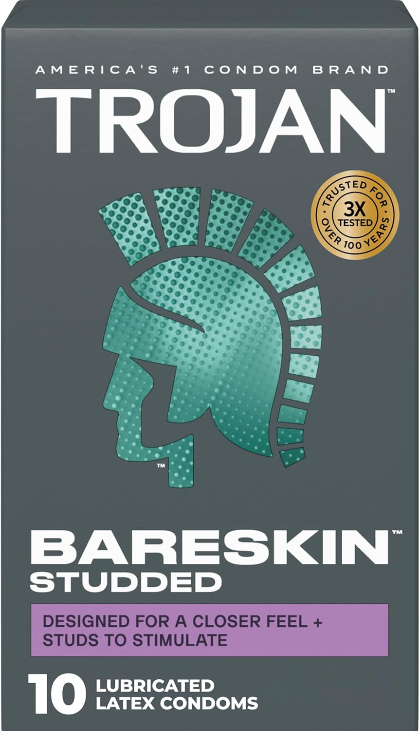 Trojan Studded Bareskin Lubricated Condoms - 10 Count