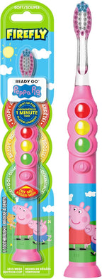 Firefly Ready Go Brush, Peppa Pig, Light Up Timer Toothbrush, Premium Soft Bristles, 1 Minute Timer, Less Mess Suction Cup, Battery Included, Easy Storage, for Ages 3+, 1 Count