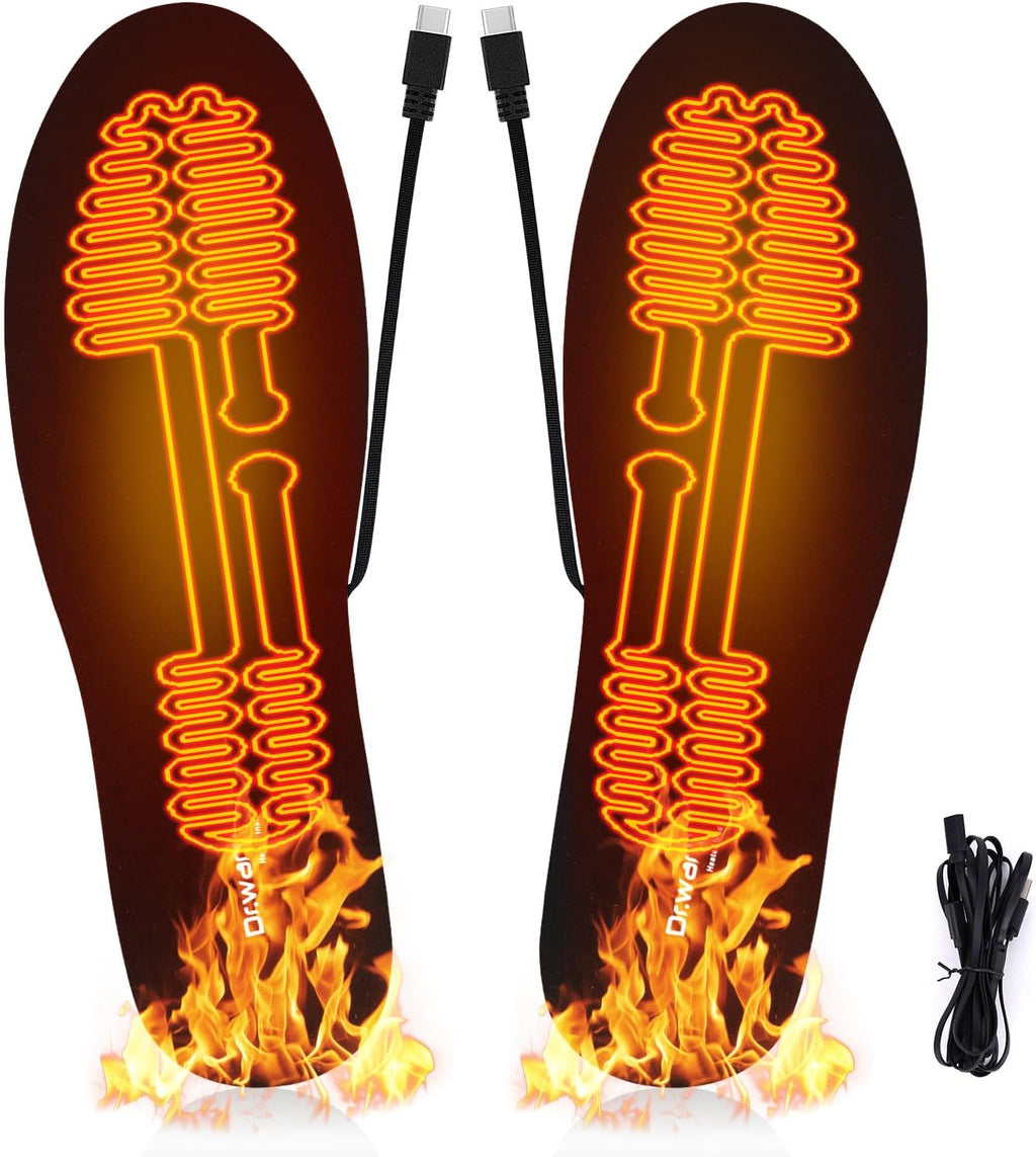 Dr.warm 3 Heating Levels Heated Insoles USB Electric Power Thermal Soles for Men and Women Winter Boots Shoes Sneaker Ice Fishing Camping(No Battery)