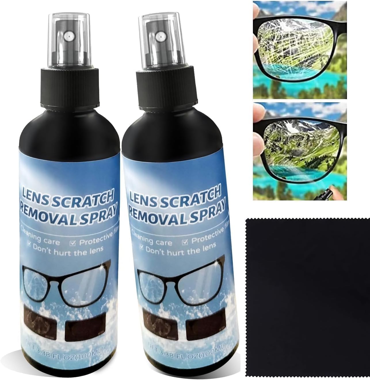 2PCs Lens scratch removal spray, Lens Scratch Remover for Eye glasses, Eyeglass Scratch Remover,Glasses Windshield Repair Fluid