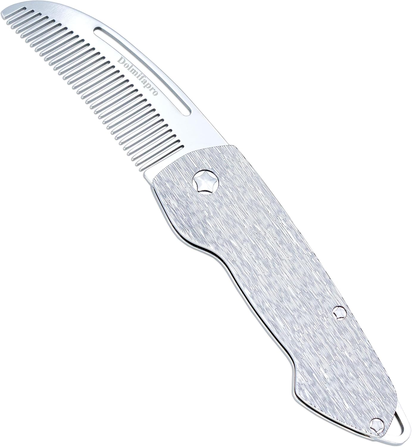 Small Folding Mustache Comb, Metal Beard Comb for men Pocket Mini Portable Fits In Keychain Anti-Static (Wood Grain)