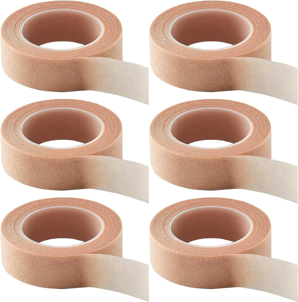 6 Rolls Nose Tape for Rhinoplasty Shaping 0.5in X 10Yd Flexible Skin Tape Breathable Micropore Tape Self Adhesive Gauze Tape for Wound Injuries Swelling Sports Beige (6Rolls)