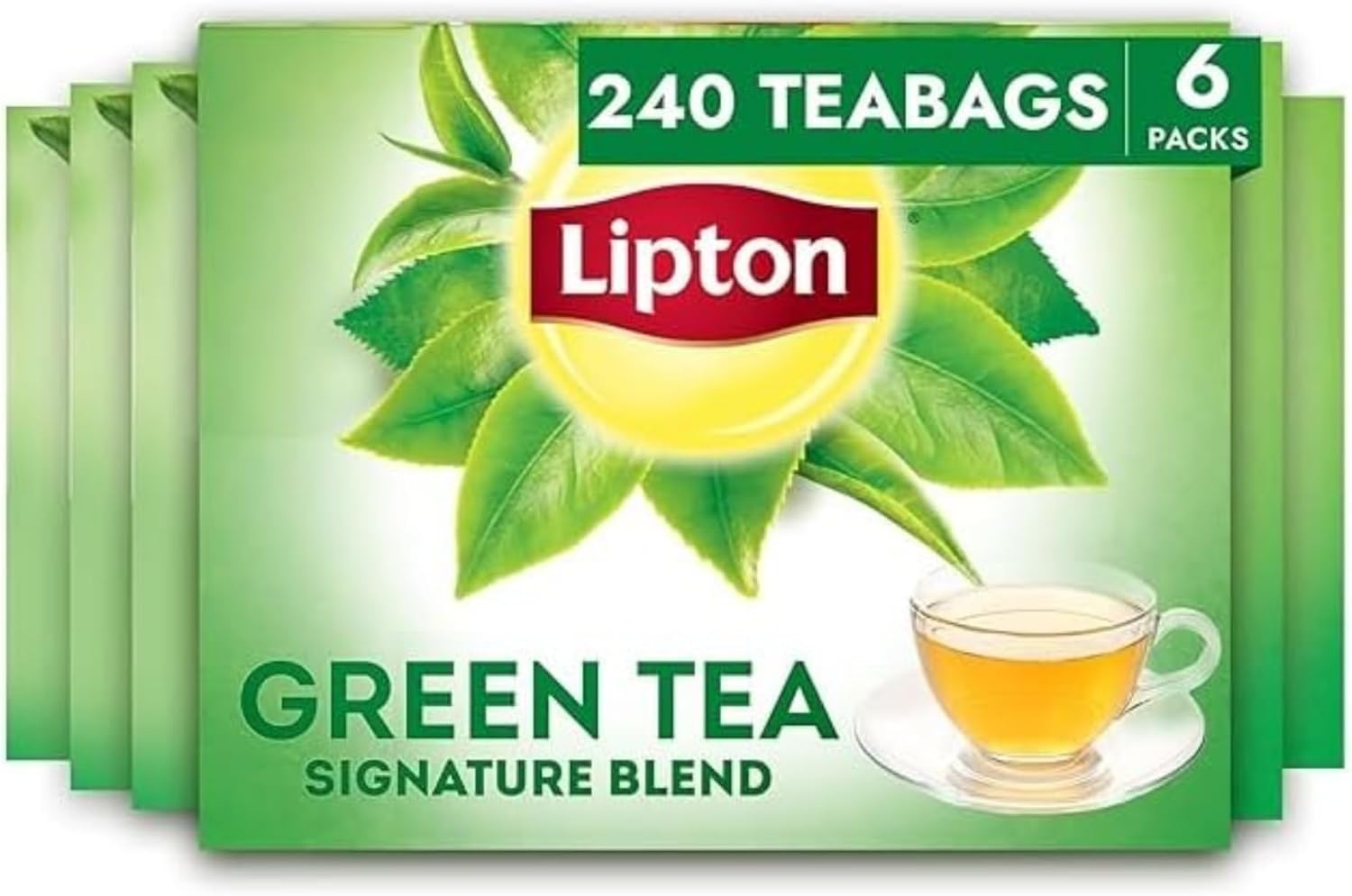 Lipton Signature Blend Green Tea Bags, Unsweetened Teabags for Hot Tea or Iced Tea with Caffeine and Flavonoids, 240 Total Tea Bags (40ct - Pack of 6)