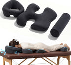 Foilswirl Breast Pillow, Massage Face Down Pillow and Footrest Set, Massage Bolster for Sleeping with Memory Foam Support & Non-Slip Bottom, Home Head, Chest and Foot Cushion for Spa, Bed(Dark Gray)