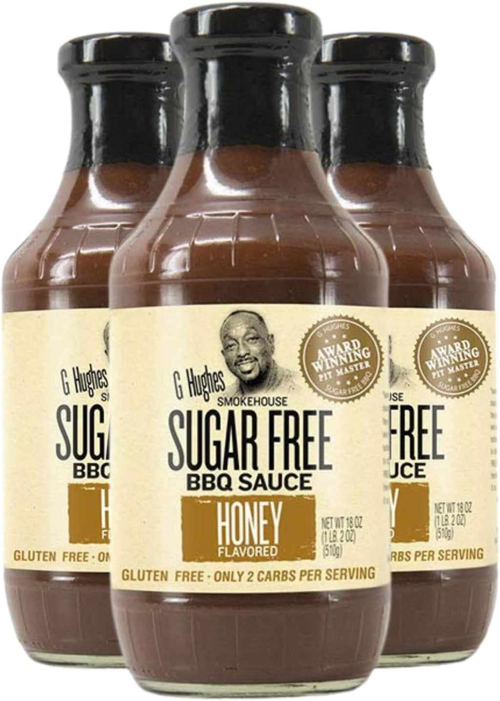 G Hughes Sugar Free, Honey BBQ Sauce - Honey Barbecue Sauce, Sugar Free BBQ Sauce, Gluten Free Honey Barbecue Sauces, Low Carb Barbecue Sauce -18 oz (3-Pack)
