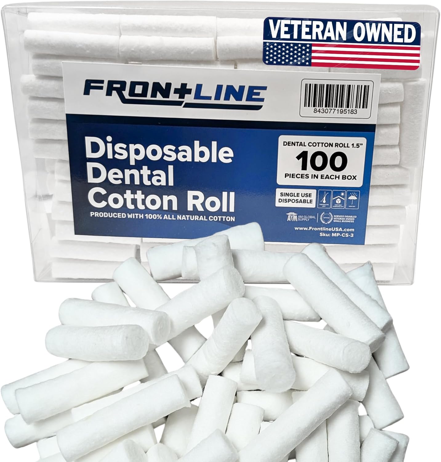 Cotton Dental Rolls 100 Count | Absorbent Nose Plugs and Nose Bleed Stoppers for Dental Procedures, Wisdom Teeth Recovery, and First Aid | Soft, Gentle, Cotton Supplies