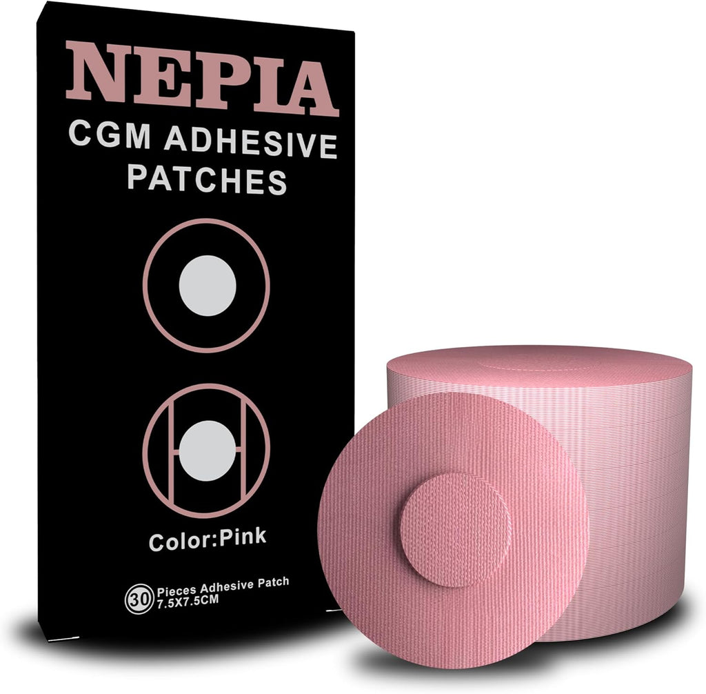 Nepia 30 Pcs Pink CGM Sensor Patches | Waterproof Adhesive for Dexcom G7/Libre1 2 3/Enlite | 14 Days Long-Lasting Protection | Sweatproof Sensor Covers with Comfortable Fit for Active Lifestyle