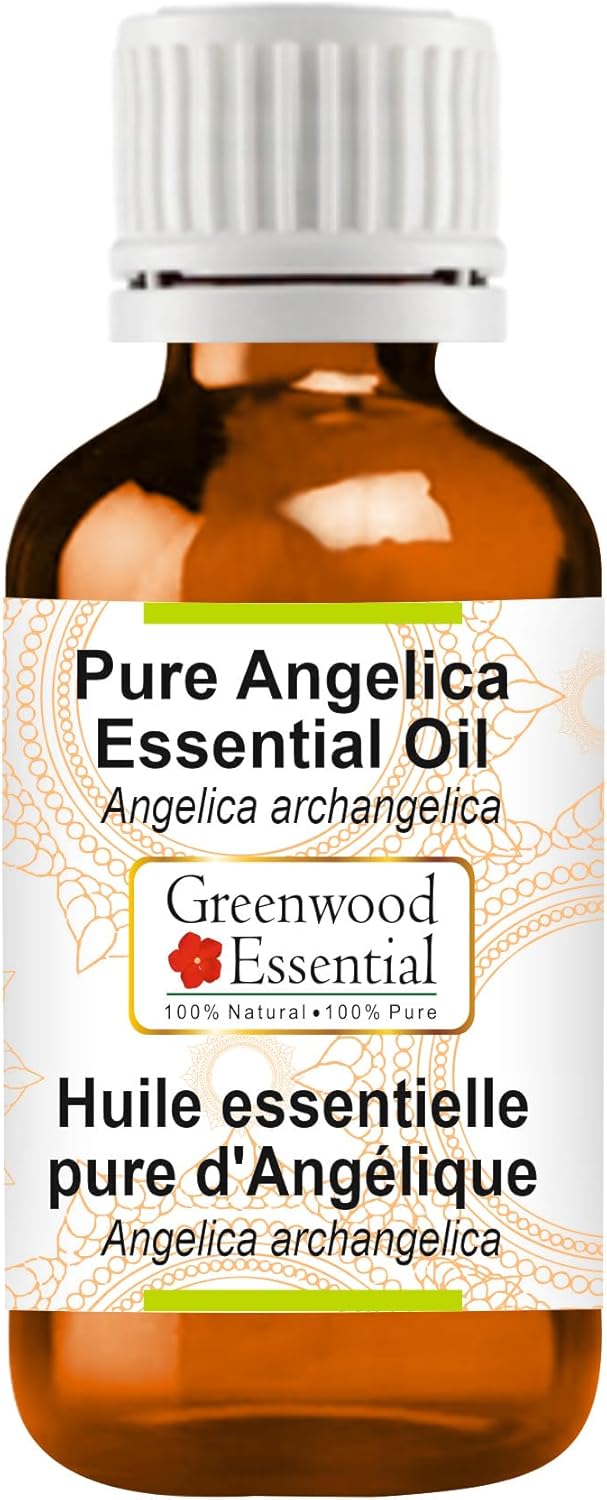 Greenwood Essential Angelica Essential Oil (Angelica archangelica) Pure | Non-Sticky | Non-Greasy | Lightweight | Men & Women | All Skin Types | Steam Distilled 5ml (0.16 oz)