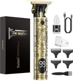 Solati Hair Clippers for Men, Professional Hair Trimmer Zero Gapped T-Blade Trimmer Cordless Rechargeable Edgers Clippers Electric Beard Trimmer Shaver Hair Cutting Kit with LCD Display Gifts for Men